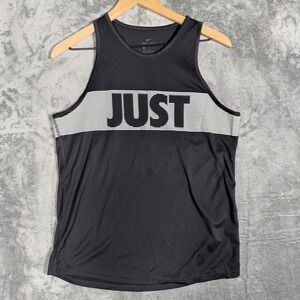 Nike Womens Dri-FIT Tank Top Size M Black Just Do It Athletic Running Gym
